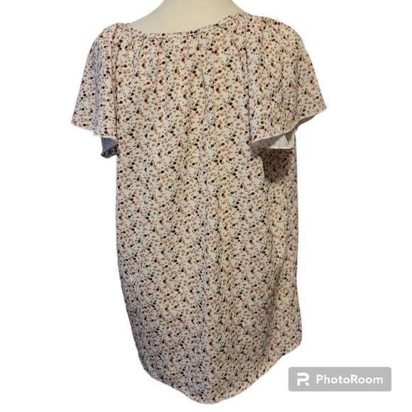 SimpleFun Women's Boho Tops Floral V Neck Short Sleeve  Blouse Shirts Size Mediu - Picture 3 of 7